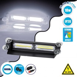 PRO Series Μπάρα Σήμανσης με Βεντούζες για Παρμπρίζ Οχήματος Ασθενοφόρου για Αυτοκίνητα & Φορτηγά 13 Προγραμμάτων Φωτισμού LED CREE CXB COB 18W DC 10-30V IP20 Ψυχρό Λευκό 6000K GloboStar