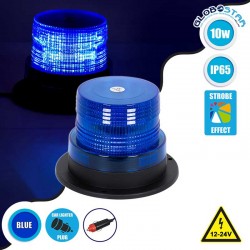 PRO Series Φάρος Σήμανσης Οχήματος Αστυνομίας για Αυτοκίνητα & Φορτηγά STROBE LED 10W DC 12-24V Αδιάβροχος IP65 Μπλε Globostar