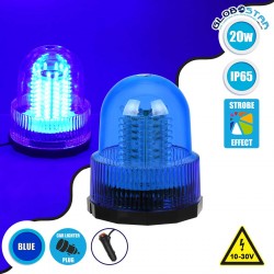 PRO Series Φάρος Σήμανσης Οχήματος Αστυνομίας για Αυτοκίνητα & Φορτηγά 6 Προγραμμάτων Φωτισμού STROBE LED 20W DC 10-30V Αδιάβροχος IP65 Μπλε Globostar