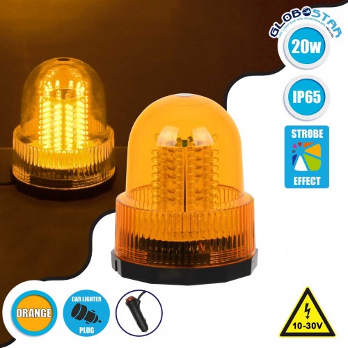 PRO Series Φάρος Σήμανσης Οχήματος Οδικής Βοήθειας για Αυτοκίνητα & Φορτηγά 6 Προγραμμάτων Φωτισμού STROBE LED 20W DC 10-30V Αδιάβροχος IP65 Πορτοκαλί Globostar