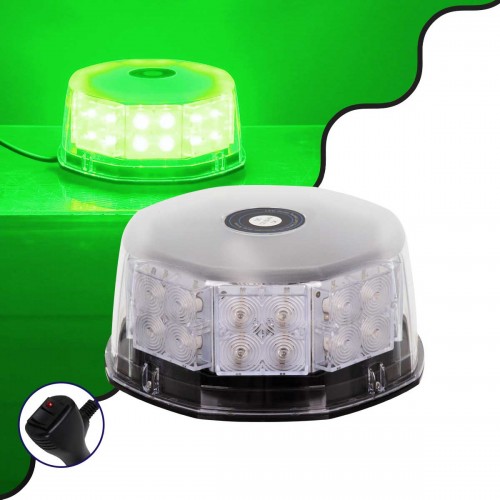 PRO Series Φάρος Σήμανσης Οχήματος Security - Ασφαλείας για Αυτοκίνητα & Φορτηγά 6 Προγραμμάτων Φωτισμού STROBE LED 40W DC 10-30V Αδιάβροχος IP65 Πράσινο Globostar