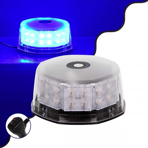 PRO Series Φάρος Σήμανσης Οχήματος Αστυνομίας για Αυτοκίνητα & Φορτηγά 6 Προγραμμάτων Φωτισμού STROBE LED 40W DC 10-30V Αδιάβροχος IP65 Μπλε Globostar