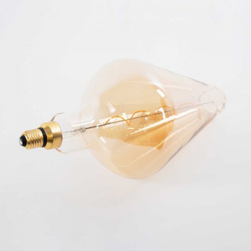 Λάμπα LED Soft S Spiral Filament E27 BA200 ROCKET Γλόμπος 6W 420lm 360° AC 220-240V IP20 Φ20 x Υ41.5cm Ultra Θερμό Λευκό 2200K με Μελί Γυαλί - Dimmable