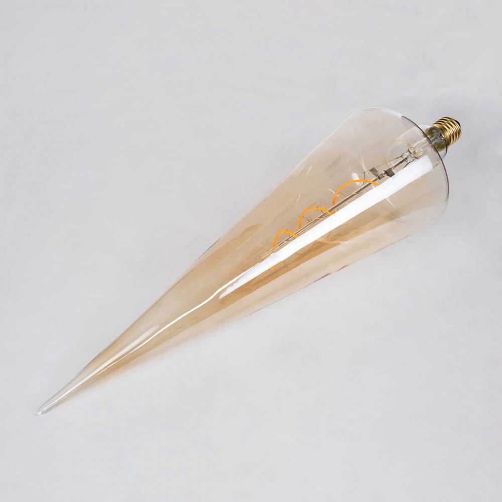 Λάμπα LED Soft S Spiral Filament E27 CT100 SPEAR Γλόμπος 6W 420lm 360° AC 220-240V IP20 Φ10 x Υ28cm Ultra Θερμό Λευκό 2200K με Μελί Γυαλί - Dimmable