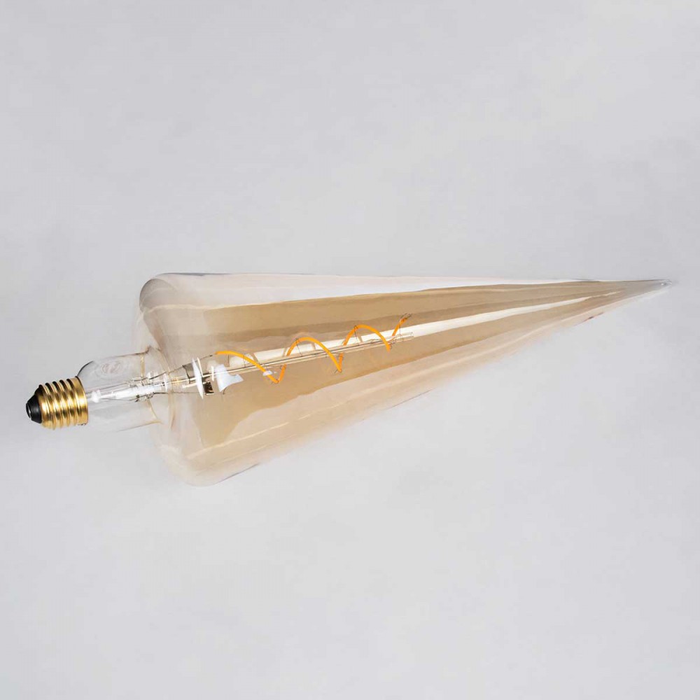 Λάμπα LED Soft S Spiral Filament E27 CT100 SPEAR Γλόμπος 6W 420lm 360° AC 220-240V IP20 Φ10 x Υ28cm Ultra Θερμό Λευκό 2200K με Μελί Γυαλί - Dimmable