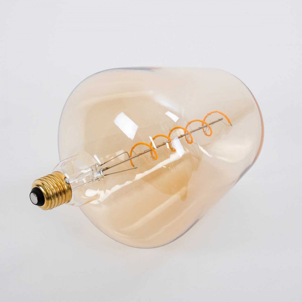 Λάμπα LED Soft S Spiral Filament E27 NT170 BRANDY Γλόμπος 6W 420lm 360° AC 220-240V IP20 Φ17 x Υ23cm Ultra Θερμό Λευκό 2200K με Μελί Γυαλί - Dimmable