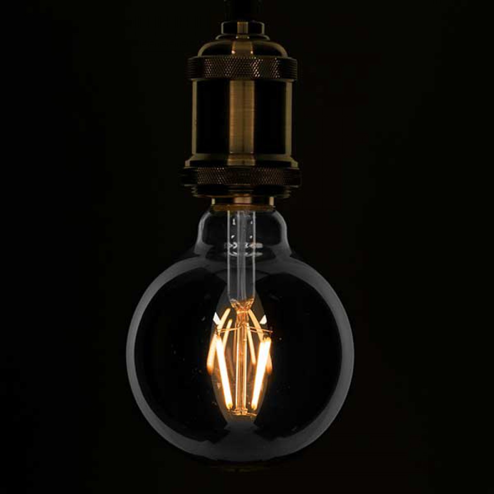 Λάμπα E27 G95 Γλόμπος LED FILAMENT 4W 400 lm 320° AC 85-265V Edison Retro με Φιμέ Γυαλί Θερμό Λευκό 2700 K Dimmable