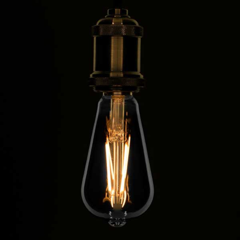 Λάμπα E27 ST64 Αχλάδι LED LONG FILAMENT 8W 800 lm 320° AC 85-265V Edison Retro με Φιμέ Γυαλί Θερμό Λευκό 2700 K Dimmable