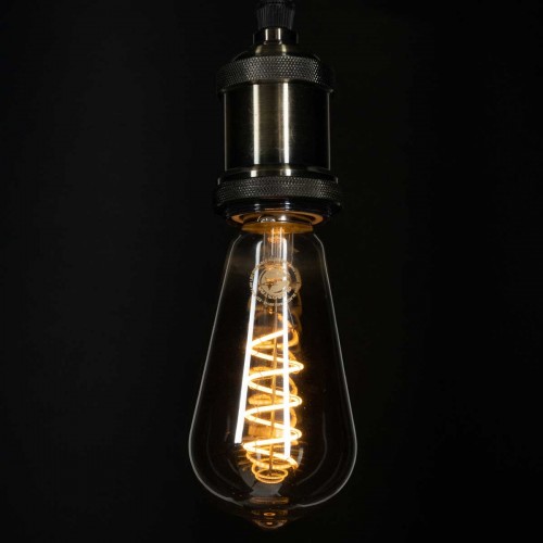 Λάμπα LED Soft S Spiral Filament E27 ST64 Αχλάδι 4W 280lm 360° AC 220-240V IP20 Φ6.4 x Υ14cm Θερμό Λευκό 2700K με Φιμέ Γυαλί Dimmable