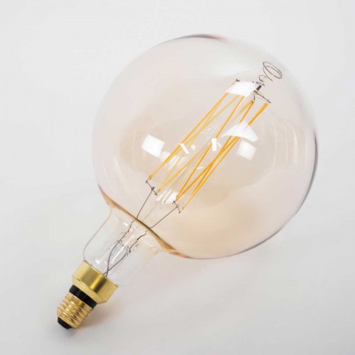 Λάμπα LED Long Filament E27 G200 PITAYAS Γλόμπος 8W 720lm 360° AC 220-240V IP20 Φ20 x Υ30cm Ultra Θερμό Λευκό 2200K με Μελί Γυαλί - Dimmable