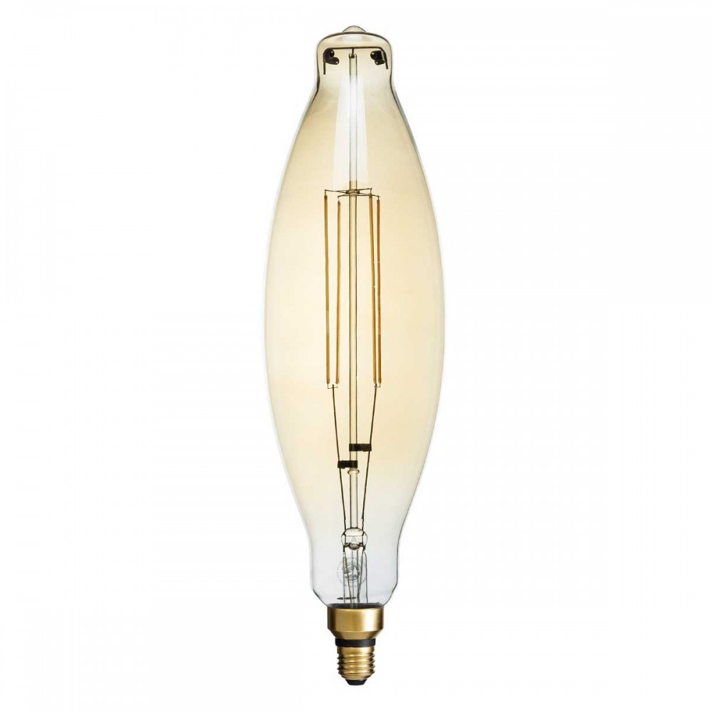 Λάμπα LED Long Filament E27 3.5K AVOCADOS Γλόμπος 8W 650lm 360° AC 220-240V IP20 Φ12 x Υ44cm Ultra Θερμό Λευκό 2200K με Μελί Γυαλί Dimmable