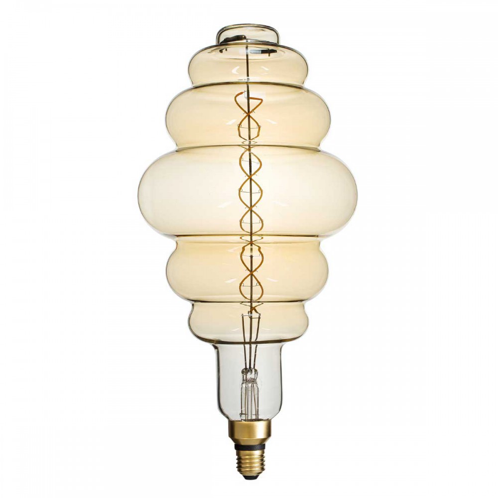 Λάμπα LED Soft S Spiral Filament E27 BH200 GRAPES Γλόμπος 8W 560lm 360° AC 220-240V IP20 Φ20 x Υ41cm Ultra Θερμό Λευκό 2200K με Μελί Γυαλί - Dimmable