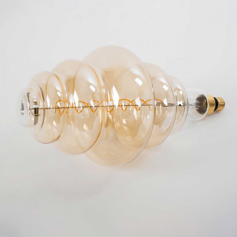 Λάμπα LED Soft S Spiral Filament E27 BH200 GRAPES Γλόμπος 8W 560lm 360° AC 220-240V IP20 Φ20 x Υ41cm Ultra Θερμό Λευκό 2200K με Μελί Γυαλί - Dimmable