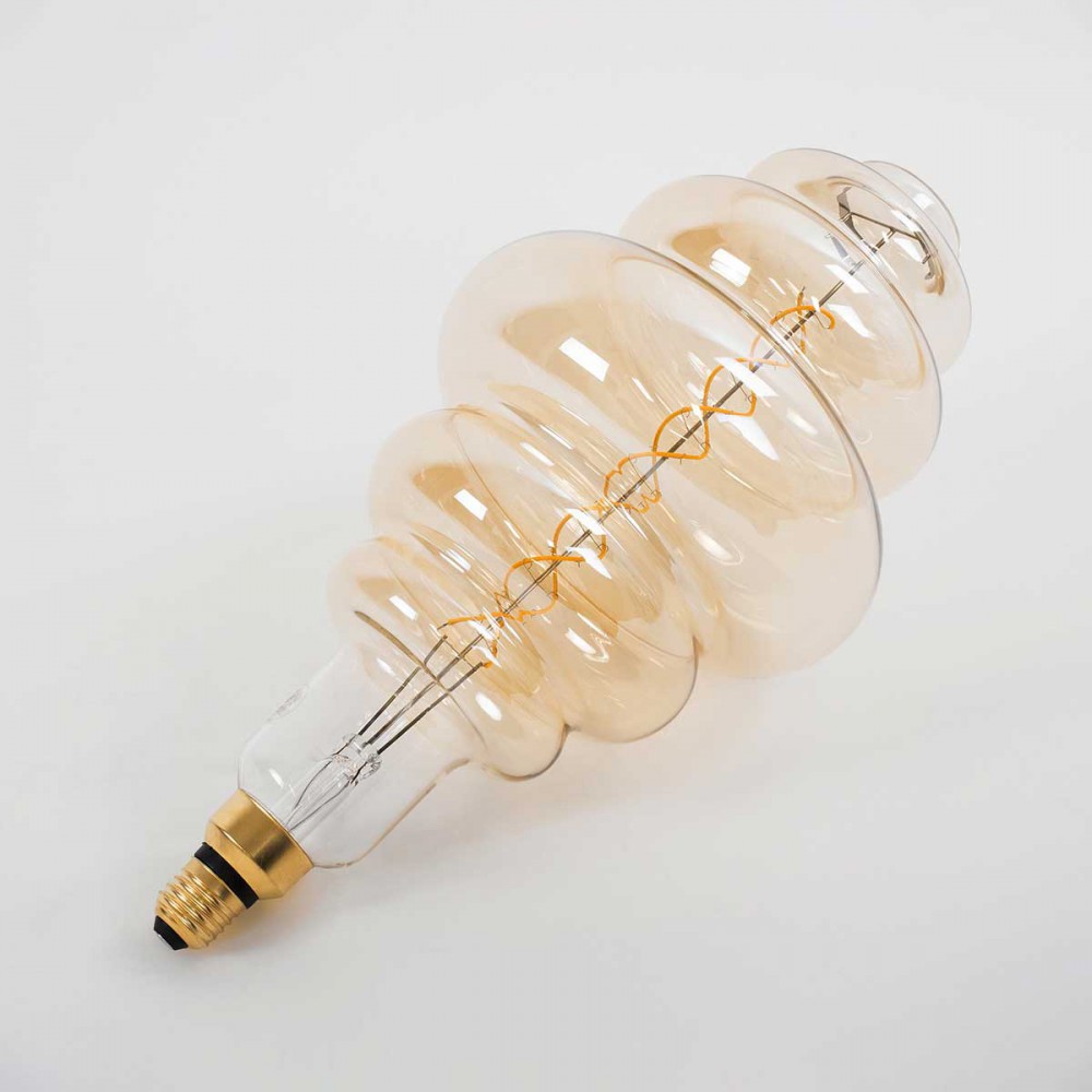 Λάμπα LED Soft S Spiral Filament E27 BH200 GRAPES Γλόμπος 8W 560lm 360° AC 220-240V IP20 Φ20 x Υ41cm Ultra Θερμό Λευκό 2200K με Μελί Γυαλί - Dimmable