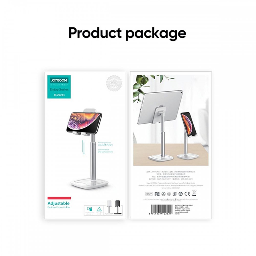 JOYROOM Originals JR-ZS203 Επιτραπέζια Σταθερή Ρυθμιζόμενη Μεταλλική Βάση Κινητού Μαύρη