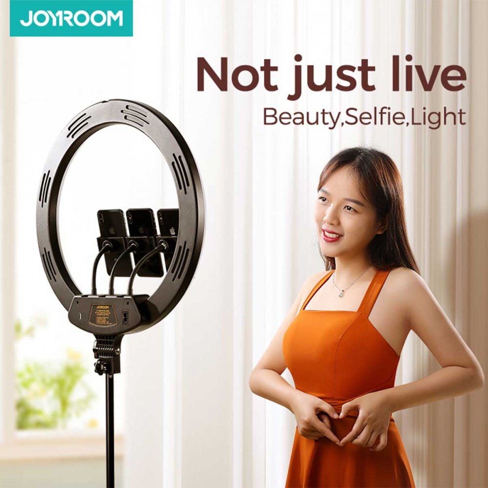 JOYROOM Φωτιστικό Δαχτυλίδι με Ρυθμιζόμενο Τρίποδα JR-ZS228, 18”, Μαύρο Με Ασύρματο Χειριστήριο RF 2.4Ghz Εναλλαγής 3 Χρωμάτων