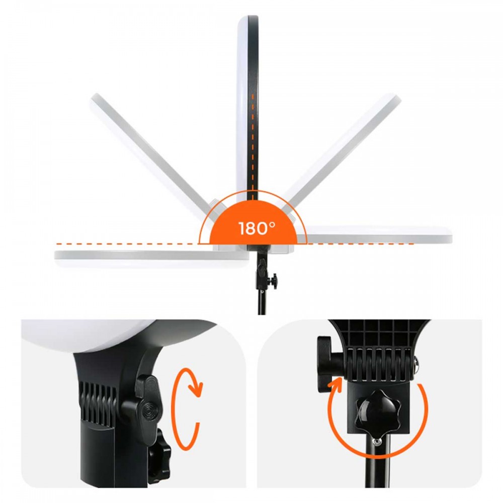 JOYROOM Φωτιστικό Δαχτυλίδι με Ρυθμιζόμενο Τρίποδα JR-ZS228, 18”, Μαύρο Με Ασύρματο Χειριστήριο RF 2.4Ghz Εναλλαγής 3 Χρωμάτων