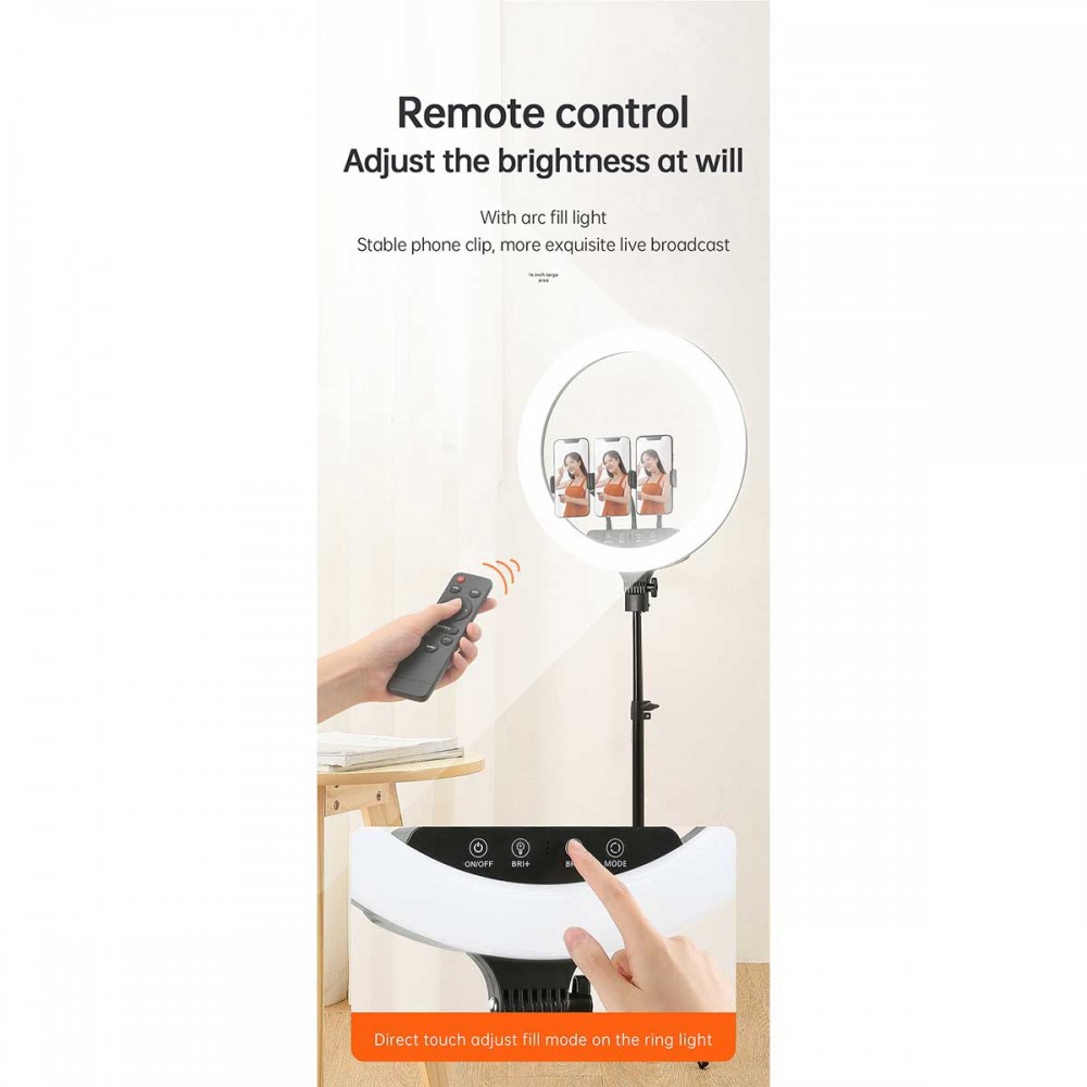 JOYROOM Φωτιστικό Δαχτυλίδι με Ρυθμιζόμενο Τρίποδα JR-ZS228, 18”, Μαύρο Με Ασύρματο Χειριστήριο RF 2.4Ghz Εναλλαγής 3 Χρωμάτων