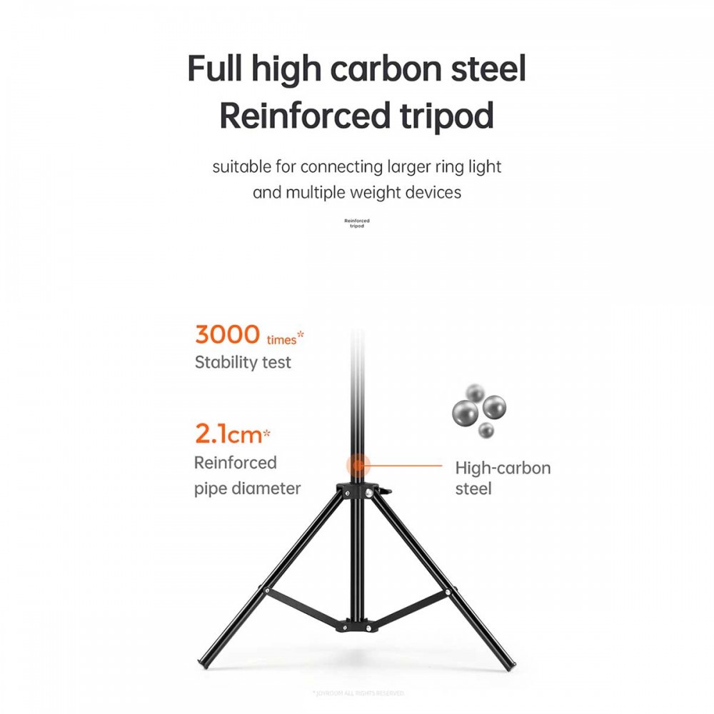 JOYROOM Φωτιστικό Δαχτυλίδι με Ρυθμιζόμενο Τρίποδα JR-ZS228, 18”, Μαύρο Με Ασύρματο Χειριστήριο RF 2.4Ghz Εναλλαγής 3 Χρωμάτων