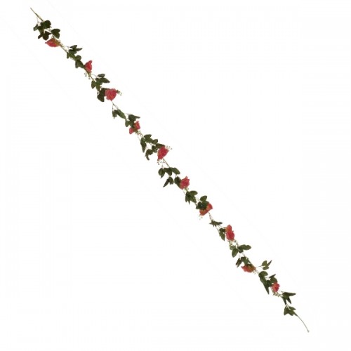 Τεχνητό Κρεμαστό Φυτό Διακοσμητική Γιρλάντα Μήκους 2.2 μέτρων με 10 X Μεγάλα Τριαντάφυλλα Κοραλί GloboStar