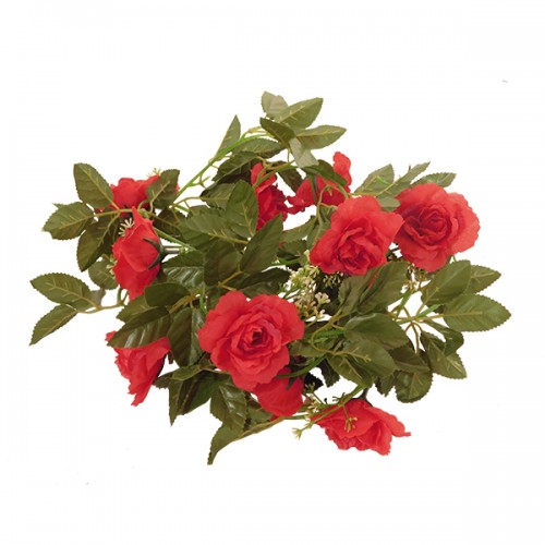 Τεχνητό Κρεμαστό Φυτό Διακοσμητική Γιρλάντα Μήκους 2.2 μέτρων με 10 X Μεγάλα Τριαντάφυλλα Κόκκινα GloboStar