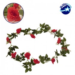 Τεχνητό Κρεμαστό Φυτό Διακοσμητική Γιρλάντα Μήκους 2.2 μέτρων με 10 X Μεγάλα Τριαντάφυλλα Κόκκινα GloboStar