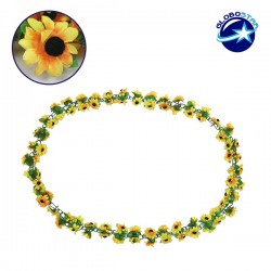 Τεχνητό Κρεμαστό Φυτό Διακοσμητική Γιρλάντα Μήκους 2 μέτρων με 80 X Μικρά Ηλιοτρόπια Κίτρινα GloboStar