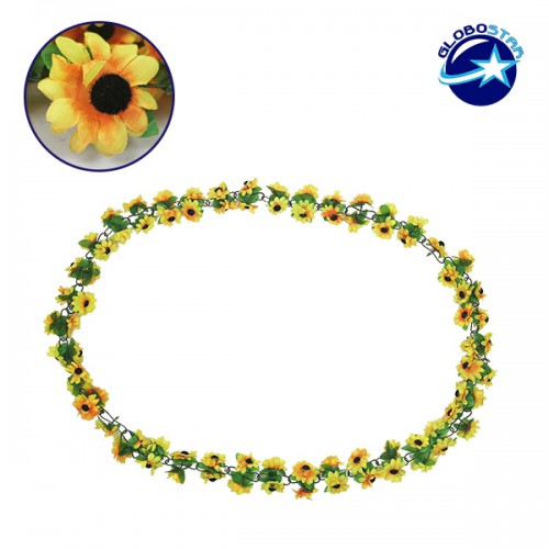 Τεχνητό Κρεμαστό Φυτό Διακοσμητική Γιρλάντα Μήκους 2 μέτρων με 80 X Μικρά Ηλιοτρόπια Κίτρινα GloboStar