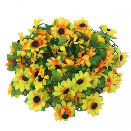 Τεχνητό Κρεμαστό Φυτό Διακοσμητική Γιρλάντα Μήκους 2 μέτρων με 80 X Μικρά Ηλιοτρόπια Κίτρινα GloboStar