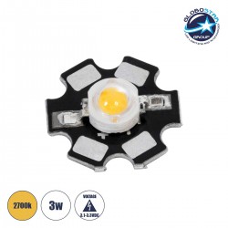 High Power Star LED - Υψηλής Ισχύος Star LED 3W DC 3.2V Θερμό Λευκό 2700K Φ2 x Υ0.6cm - GloboStar