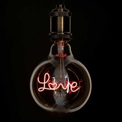 Λάμπα LED Ultra Thin Soft S Spiral Letter Filament E27 G125 LOVE Γλόμπος 2.4W 204lm 360° AC 220-240V IP20 Κόκκινο με Μελί Γυαλί - Dimmable