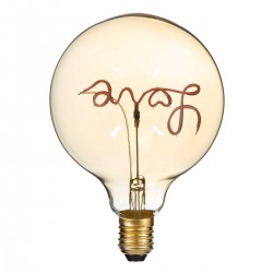 Λάμπα LED Ultra Thin Soft S Spiral Letter Filament E27 G125 LOVE Γλόμπος 2.4W 204lm 360° AC 220-240V IP20 Κόκκινο με Μελί Γυαλί - Dimmable