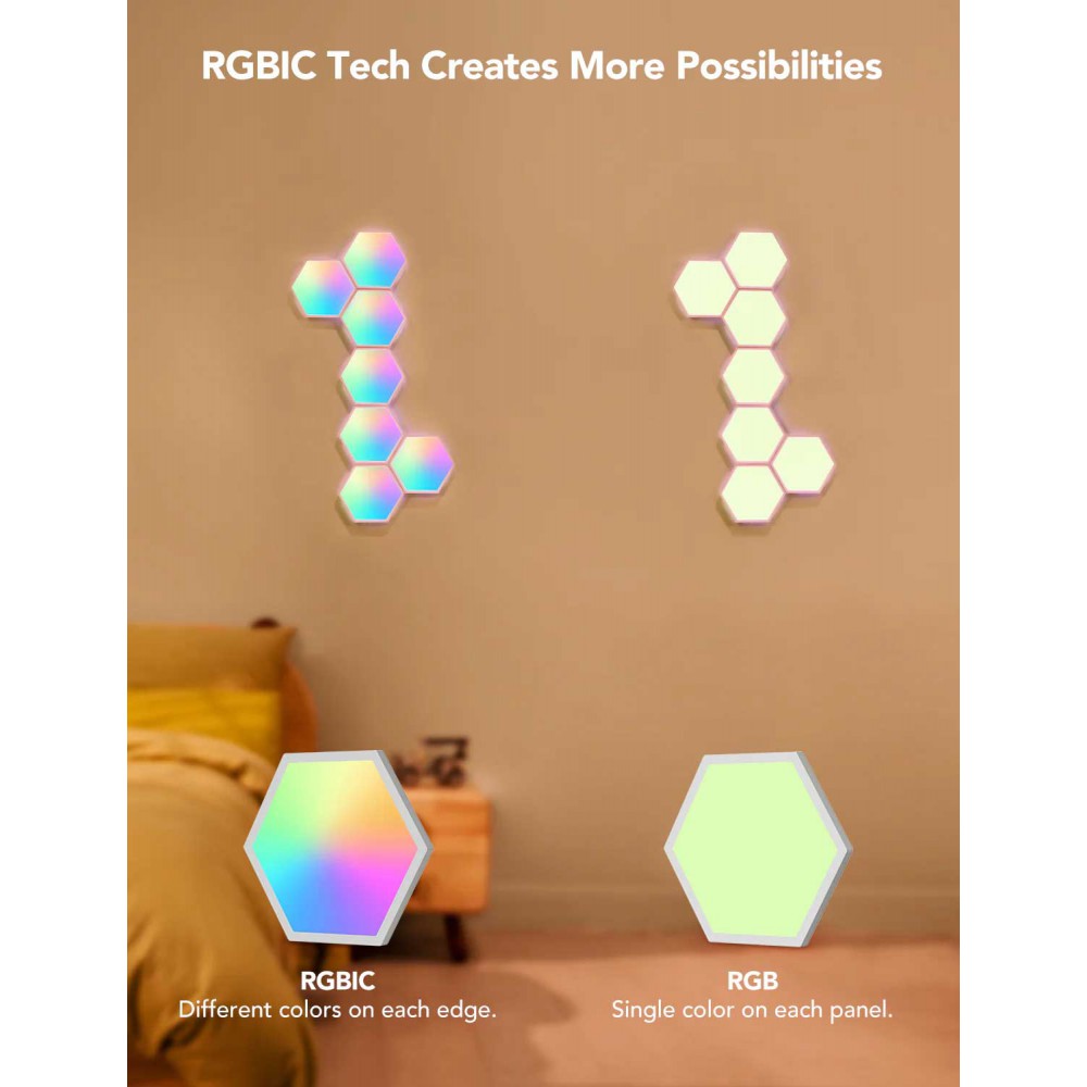Govee Glide Hexagon Light Panels RGBIC Wi-Fi + Bluetooth 36W 24V -10τμχ  ( H6061 )