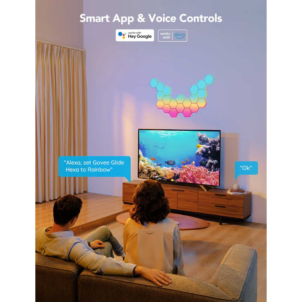 Govee Glide Hexagon Light Panels RGBIC Wi-Fi + Bluetooth 36W 24V -10τμχ  ( H6061 )