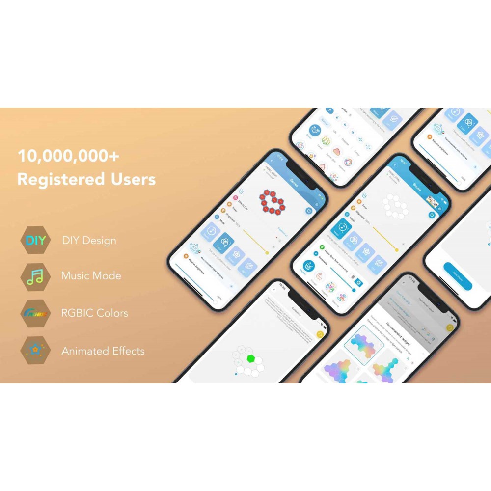 Govee Glide Hexagon Light Panels RGBIC Wi-Fi + Bluetooth 36W 24V -10τμχ  ( H6061 )