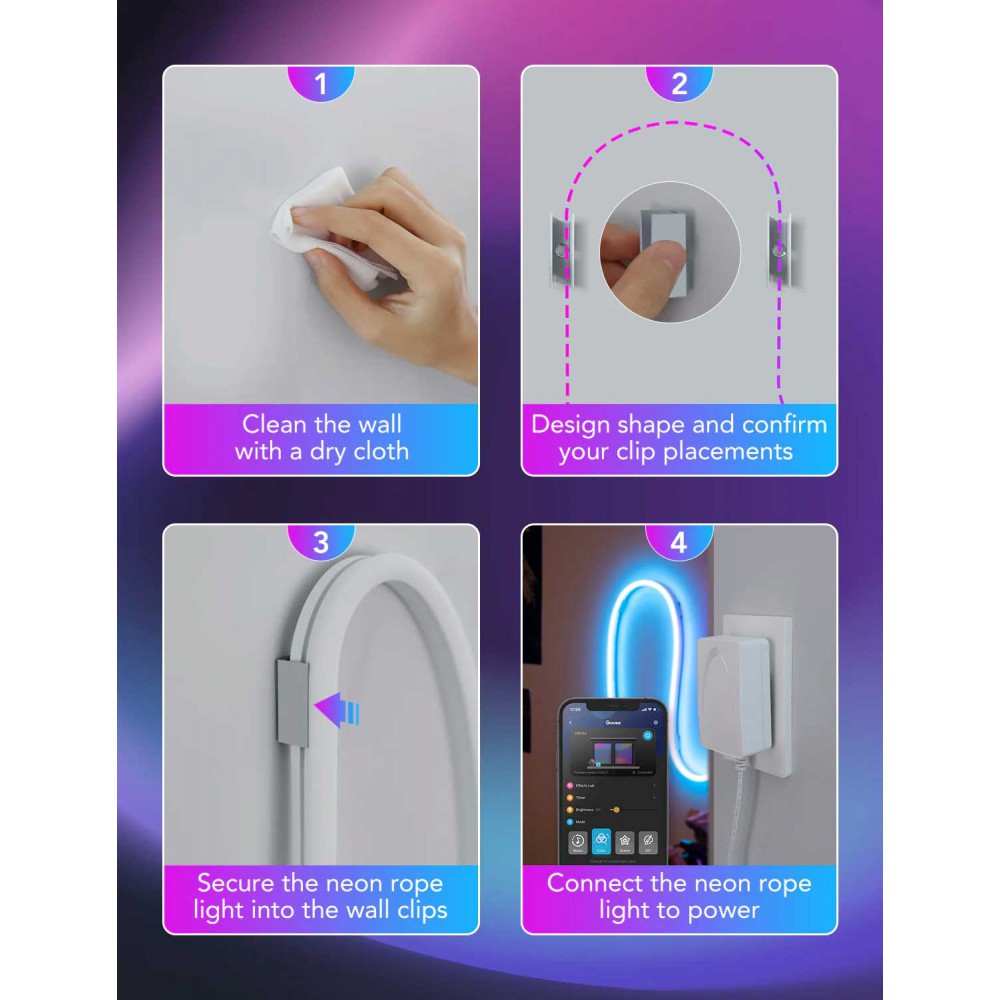 Govee RGBIC LED Neon Rope Light Wi-Fi + Bluetooth 3m 36W 24V IP67 ( H61A0 )