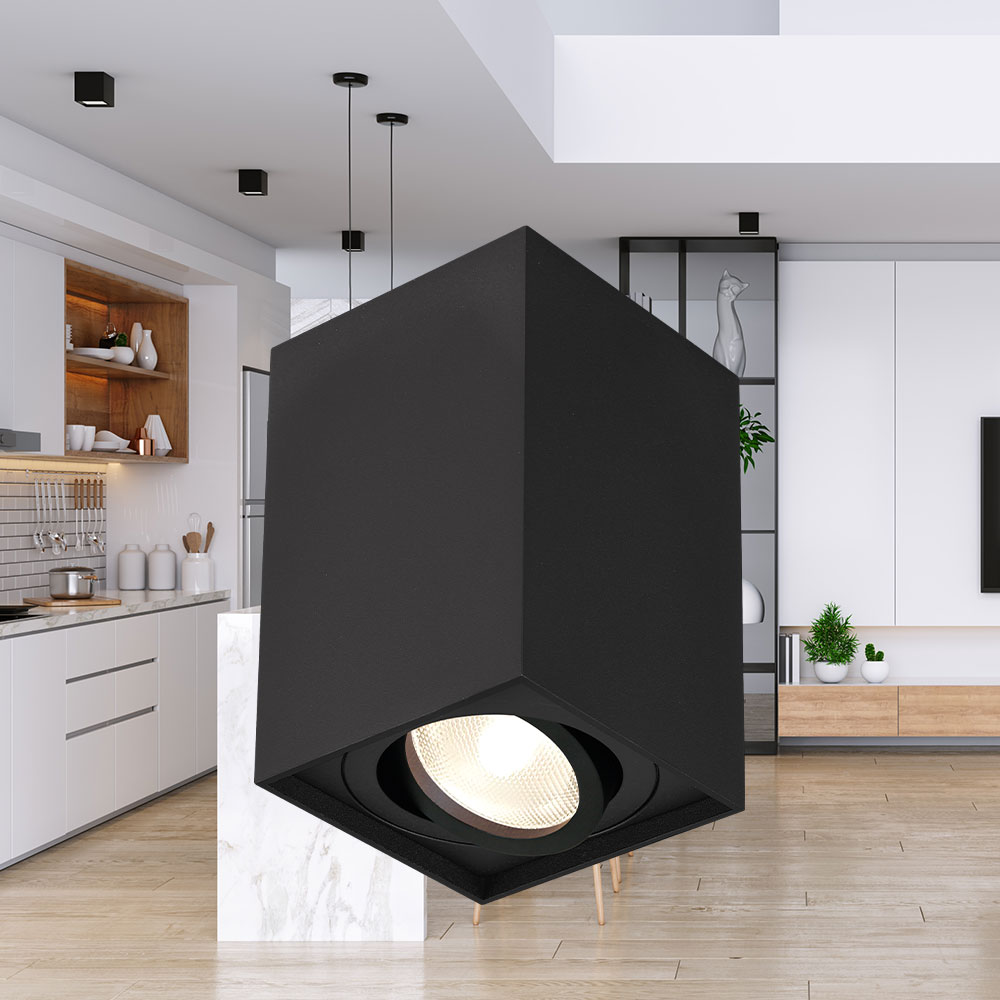 Σποτ Οροφής Μαύρο Τετράγωνο 1xGU10 GAMA-SS - Braytron