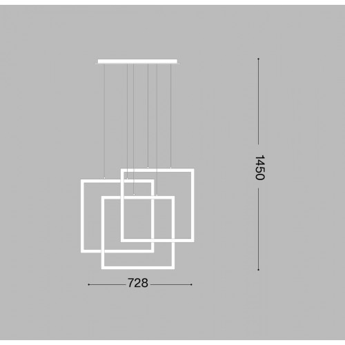 LED Κρεμαστό Φωτιστικό Τετράγωνα Σε Λευκό ή Μαύρο Χρώμα 80W Frame sp quadrato - IDEAL LUX