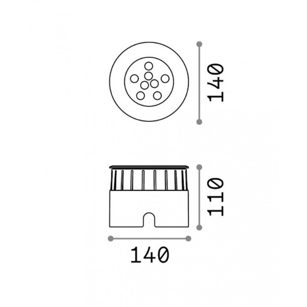 Χωνευτό Φωτιστικό Εδάφους LED 12W IP67 Floor pt d14 -  IDEAL LUX