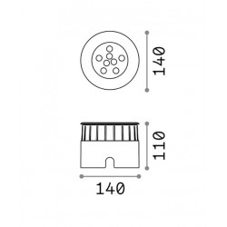Χωνευτό Φωτιστικό Εδάφους LED 12W IP67 Floor pt d14 -  IDEAL LUX