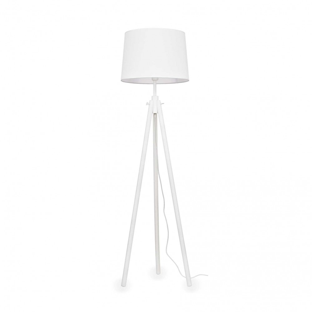 Φωτιστικό Δαπέδου Από Φυσικό Ξύλο Και Κόκκινο Καλώδιο Σε Λευκό Χρώμα Ø480 1XE27 YORK IDEAL LUX