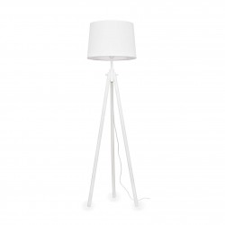 Φωτιστικό Δαπέδου Από Φυσικό Ξύλο Και Κόκκινο Καλώδιο Σε Λευκό Χρώμα Ø480 1XE27 YORK IDEAL LUX