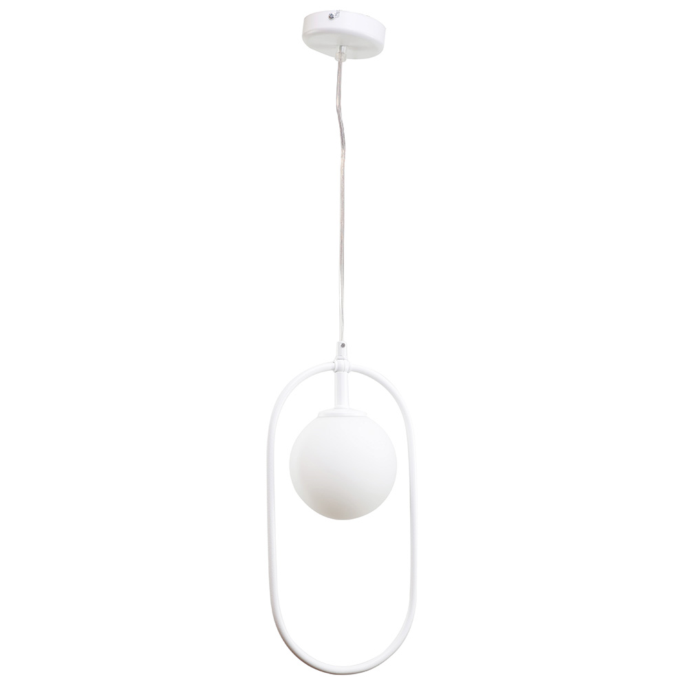 Κρεμαστό φωτιστικό σε λευκή απόχρωση και λευκή οπαλίνα 1XG9 D:40cm - InLight