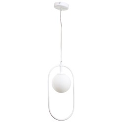 Κρεμαστό φωτιστικό σε λευκή απόχρωση και λευκή οπαλίνα 1XG9 D:40cm - InLight