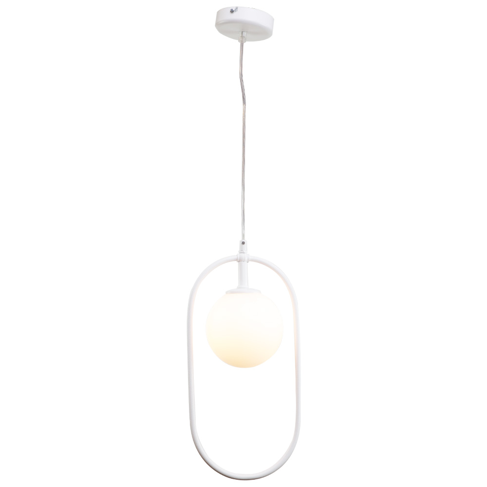 Κρεμαστό φωτιστικό σε λευκή απόχρωση και λευκή οπαλίνα 1XG9 D:40cm - InLight