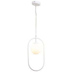 Κρεμαστό φωτιστικό σε λευκή απόχρωση και λευκή οπαλίνα 1XG9 D:40cm - InLight