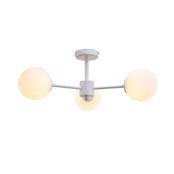 Κρεμαστό φωτιστικό από λευκό μέταλλο και λευκή οπαλίνα 3XG9 D:50cm - InLight
