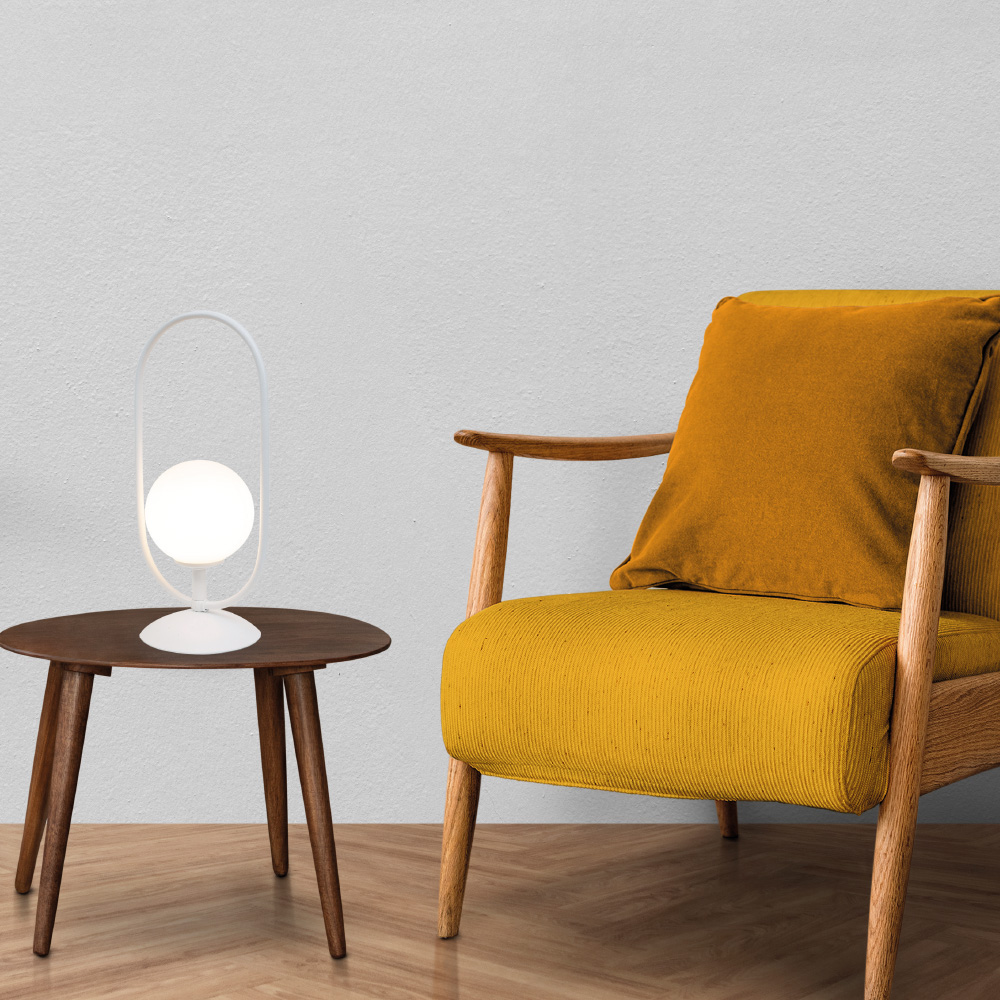 Επιτραπέζιο φωτιστικό σε λευκή απόχρωση και λευκή οπαλίνα 1XG9 D:40cm - InLight