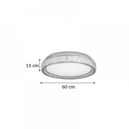 LED Πλαφονιέρα Οροφής Από Χρώμιο Μέταλλο Και Κρύσταλλα 48W 4000K - InLight