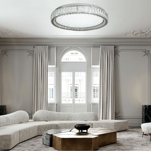 LED Πλαφονιέρα Οροφής Από Χρώμιο Μέταλλο Και Κρύσταλλα 80W 4000K - InLight